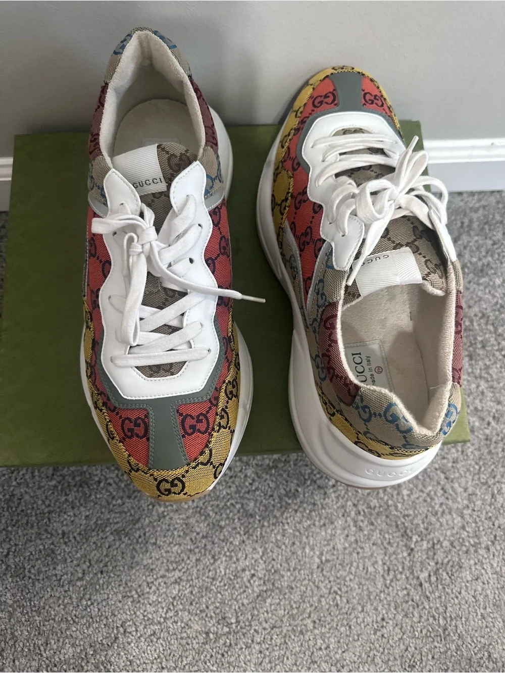 Gucci Kids Multicolor GG Canvas Sneakers in Yellow, Red, Blue & Beige
